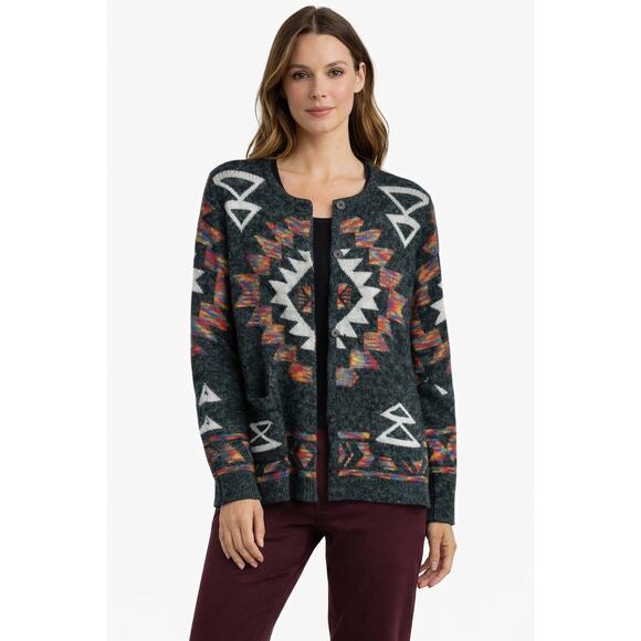 Tivoli Sweaters - Tivoli of Ireland Western Aztec Cardigan Sweater Angora Blend Western Womens Sm